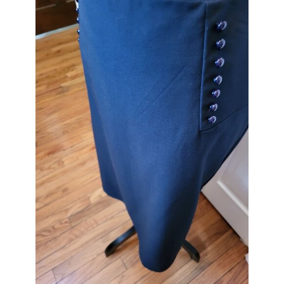 Navy Pencil Skirt 16 Back Pleats Retro Twee Military Nautical Old Money NWOT - Picture 4 of 6